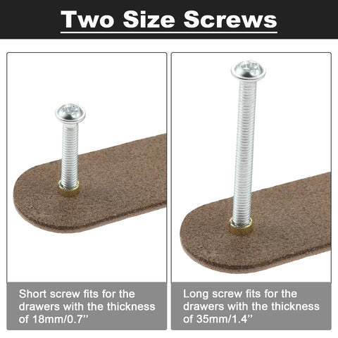 Leather Drawer Pulls 2.5 Inch Black Single Hole Soft Leather Handles with short and long screws for 18mm and 35mm drawers pack of 10
