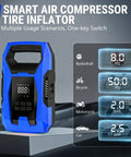 No Drama Portable Tire Inflator Air Compressor With Smart Pressure Gauge And Automatic Shutoff for bikes, cars, and sports gear
