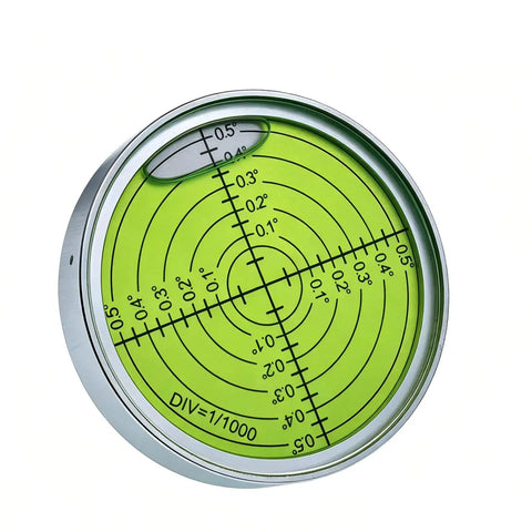 Pro Grade Aluminum Alloy Universal Horizontal Level Tool With Bubble Level Circle 2.4 Inches 60mm Magnetic Silver Green Built For Construction And DIY Projects, green round bubble level