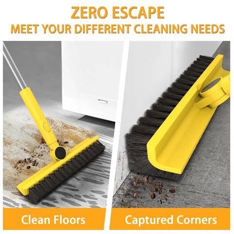 Multi Purpose V Shaped Grout Brush And Floor Squeegee Set With 16.9 Inch Long Handles for cleaning bathroom tiles and corners