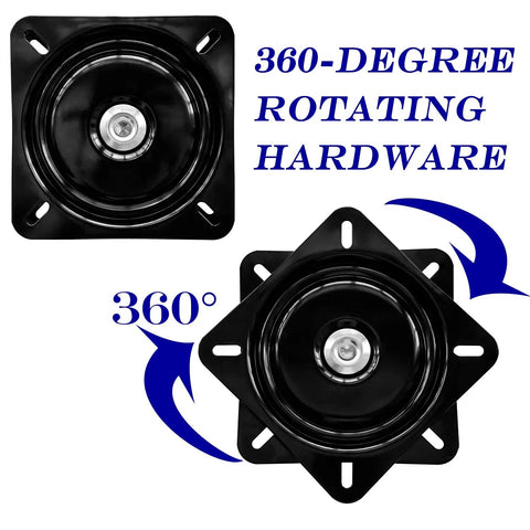 Heavy Duty 8 Inch Bar Stool Swivel Plate with Solid Ring Ball Bearings, 360-degree rotating hardware for smooth spin.