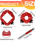 Built Tough Router Template And Jig For Woodworking Pro Grade Aluminum Corner Radius Guide Kit sizes and details with measurements shown.