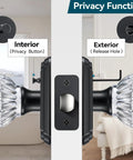Vintage Black Crystal Glass Door Knobs With Lock For Privacy Interior Bedroom Bathroom Door Hardware Matte Black Finish Diamond Sunflower Design Heavy Duty Zinc Alloy Plates Classic Retro Look side view