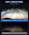 Comparison of Beast Mode Bright 9005 9006 LED Bulbs Kit, 80,000LM 32 Chips vs halogen lights on road brightness