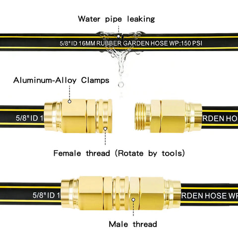 Heavy Duty Garden Hose Repair Kit For Five Eighths Inch Hoses With Aluminum End Fittings Male And Female Connectors Washers Leakproof