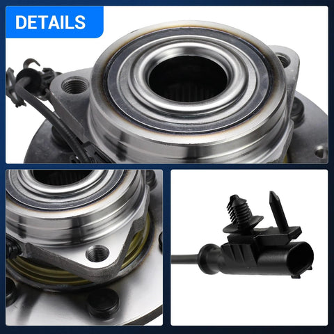 Close-up of Front Wheel Hub And Bearing Assembly Set for 4x4 4WD Chevy Tahoe Suburban Silverado GMC 2007-2014