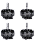 Pack of 4 XING-E Pro 2207 2750KV brushless motors for FPV racing drones, shown from side angle, durable steel shaft visible.
