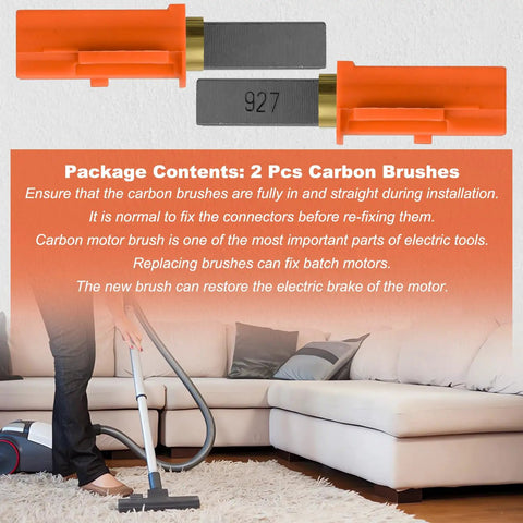 2 Pack Carbon Brush Replacement For Ametek Lamb Motor In Metro Air Force AF3 B3 MB3 Models with installation instructions