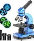 Kid Friendly Compound Microscope Kit 40X To 1000X With LED Illumination, 52-Piece, includes lens and microbial images