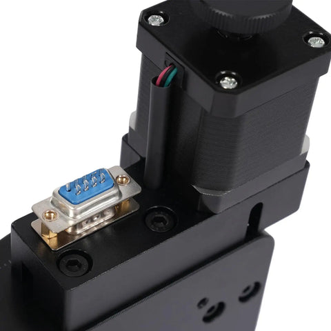 Close-up of Motorized Rotary Platform Optical Rotation Stage 100mm Turntable With 0.01 Degree Resolution 180 To 1 Worm Gear