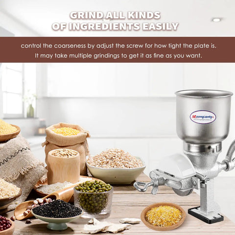 Cast Iron Hand Crank Grain Mill With Large Hopper And Table Clamp For Home Brewing And Manual Grinding Of Grains