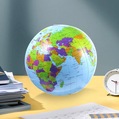 12 Inch Inflatable Globe Ball For Kids Learning Education A Fun Classroom Geography Teaching Toy With Labeled Continents Countries Rivers