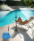 All In One Portable Misting Cooling System with Rechargeable USB Pump, 5.25ft stand, poolside cooling setup, 4 gallon water bag