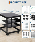 Rock Solid 15U Open Frame Network Server Rack Wall Mount Or Floor Stand Adjustable Depth 23 To 40 Inches Heavy Duty Carbon Steel Equipment Rack For AV IT Gear With Vented Shelves Built Tough with dimensions 20.2 x 22.9 x 29.8 inches.