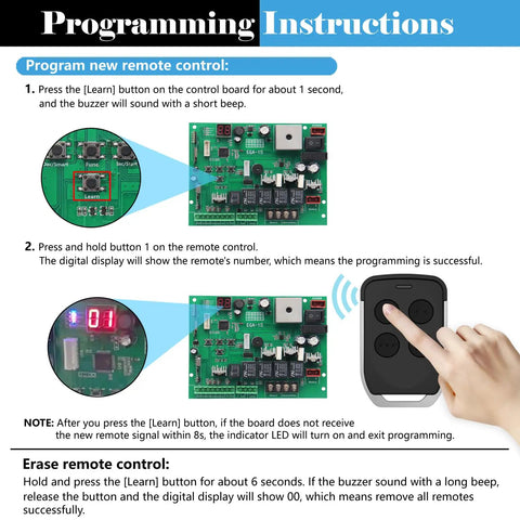 Programming instructions for Dual Gate Opener Remote Transmitter For GYXEL And JUJIANG Automatic Gate Openers