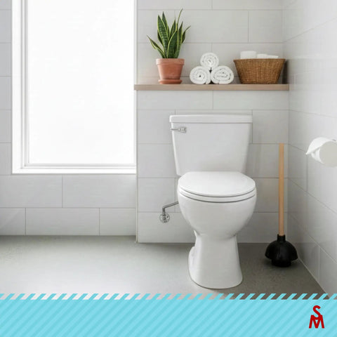 Beefy Heavy Duty Toilet Plunger With Solid Wood Handle And Double Thrust Rubber Cup 22 Inch in restroom setting