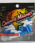 Crappie Magnet Body 15 Pack Blue and White for Crappie Fishing With Trout Magnet Jig Heads packaging front view
