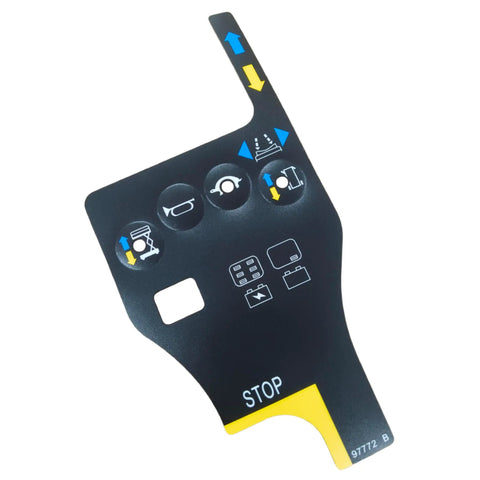 Top Shelf Control Box Overlay Decal For A Hassle Free Swap And Crisp Interface Markings Compatible With Rugged Commercial Vertical Mast And Electric Scissor Lift Fleets