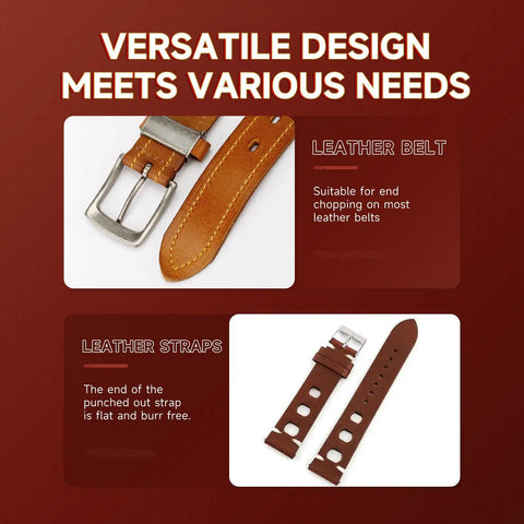 Image of the 18 Piece Leather Punch Set For DIY Leatherworking With Six Sizes showcasing punched leather belt and strap