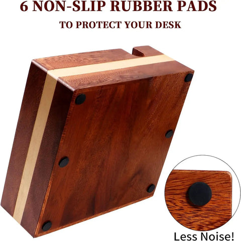 Natural Walnut Espresso Accessories Organizer Box For Your Home Barista Setup Fits 51 54mm Distributor Tamping Station Base Tamper Holder And 1.5L Coffee Grounds Box With Anti Skid Rubber Feet