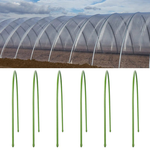 6 Piece DIY Garden Hoop Kit For Grow Tunnels And Trellis Arches, Rust-Resistant Steel With PVC Coating, Easy Install Greenhouse Hoops For Raised Beds, Plastic Arch Frames, 120 X 48 X 48 Cm