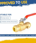 Three Quarter Inch Push Fit Ball Valve With Drain Full Port Brass Shut Off For Plumbing Fittings Copper Pex CPVC Pipe