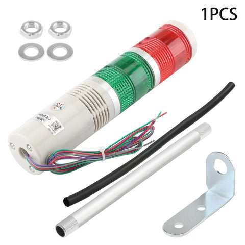 24V AC Industrial Signal Light Tower Kit With Red And Green LED Alarm Lights Sound, 3W plastic housing, assembly pieces
