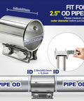 2.5 Inch Exhaust Clamp Sleeve Coupler For 2.5 Inch OD Exhaust Pipe Muffler Elbow And Tubing Beefy Butt Joint Connector