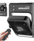Cruise Certified Portable Fan With Night Light 10000mAh Ultra Slim Travel Fan 4 Speed Modes Hook Design shown with remote control