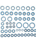 55 Piece RC Car Ball Bearings Kit With Double Rubber Seal Deep Groove Dope Upgrade For 1/10 Scale RC Crawlers, Durable Replacements, Easy Install, Improves Smooth Steering, Durability, And Overall Performance. Assorted blue-sealed steel bearings on white