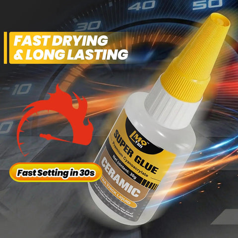 Premium Ceramics Super Glue Two Pack With Slick Micro Tips, 30g bottle for fast setting porcelain and ceramic repairs.