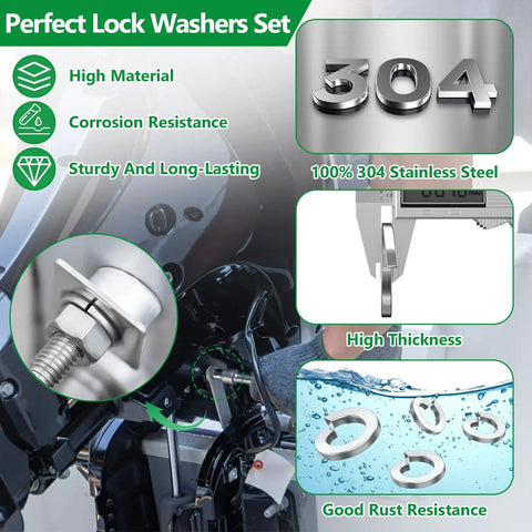 1050 Piece Spring Lock Washer Set For M2 To M12 Stainless Steel Split Lock Washers With Storage Case Anti Loosening Hardware For Bolts And Screws Must Have For High Vibration Engines, 304 stainless steel