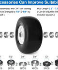 Front 13x6.50-6 Flat Free Mower Tires And Wheels For Zero Turn Mowers With Smooth Tread No Flat Needed Centered Hub