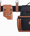 Heavy Duty Electrician And Carpenter Tool Belt With Full Grain Leather Construction, 19 Pouches, Adjustable Suspension System