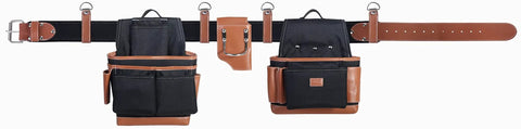 Heavy Duty Electrician And Carpenter Tool Belt With Full Grain Leather Construction, 19 Pouches, Adjustable Suspension System