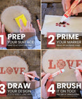 Step-by-step use of Wood Burning Marker Kit For Adults, No Soldering Needed, 2 In 1 Pyrography Tool With Brush And Bullet Tips on wood piece.