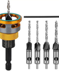 Four Piece Countersink Drill Bit Set With Adjustable Depth Stop And L Shape Wrench For Woodworking HSS Four Blade Countersink Bits For Wood And Plastic DIY Pros Will Love Case Included
