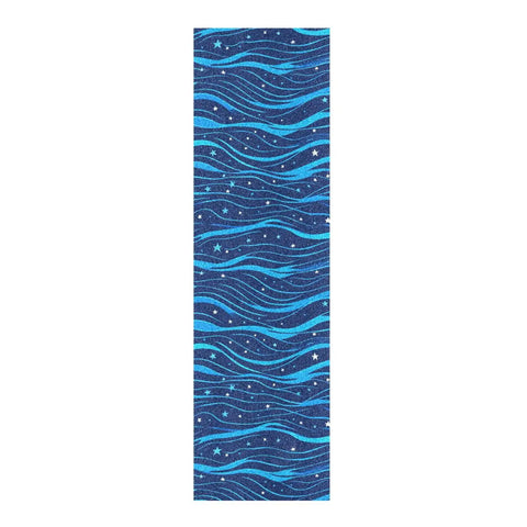 Electric Blue Wave Pattern Grippy Tape For Skateboards Waterproof Non Slip Surface 33x9 Inch Emery Top Layer With PVC Backing