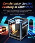 Fast 3D Printer AD5M With 1 Click Auto Calibration CoreXY Precision For High Speed Printing displayed against speed graphic