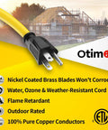 Heavy Duty 100 Foot 14 3 SJTW Yellow Outdoor Extension Cord With 3 Prong Ground Plug 13A 1625W Water And Weather Resistant