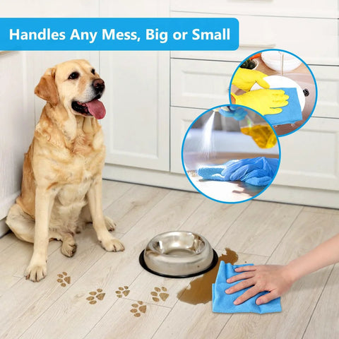 Blue microfiber cleaning cloths, 11 x 9 inches, 100-pack for home, kitchen, car use