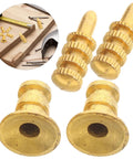 Leaf Connector Kit Set For Furniture And Wardrobe Shelves, zinc alloy dowel pins with copper sleeves, 24 pack close-up