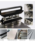 3-Station Edge Roller Bender for Sheet Metal Roofing showing 0-90 degree adjustment and aluminum body, fits 0.3-0.8mm panels