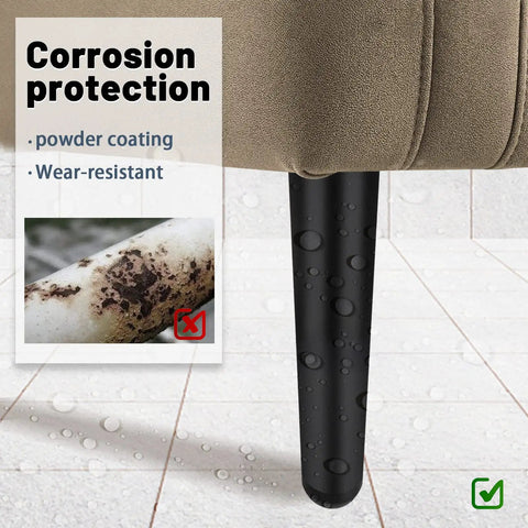 Oblique Tapered Metal Furniture Legs Set of 4 for Sofas with corrosion protection, powder coated black leg on tile floor