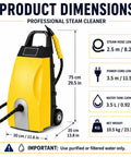 Buff Out Dirt With This Bad Boy 3000W Commercial Steam Cleaner dimensions; 3.5L tank, steam hose, power cord, and weight details.