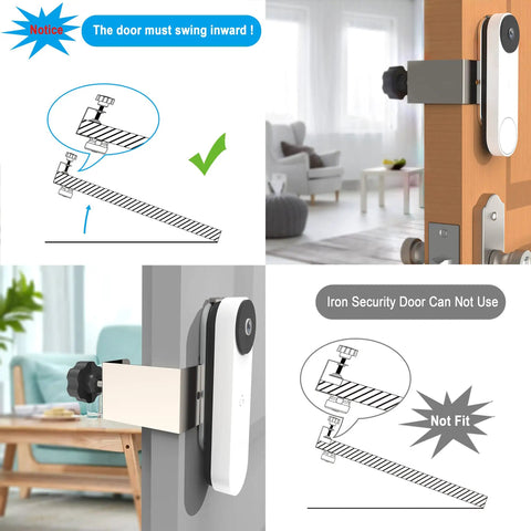 Anti Theft Doorbell Mount For Google Nest Battery Doorbell No Drill Rustproof Metal Mount For Home Apartment Office on door