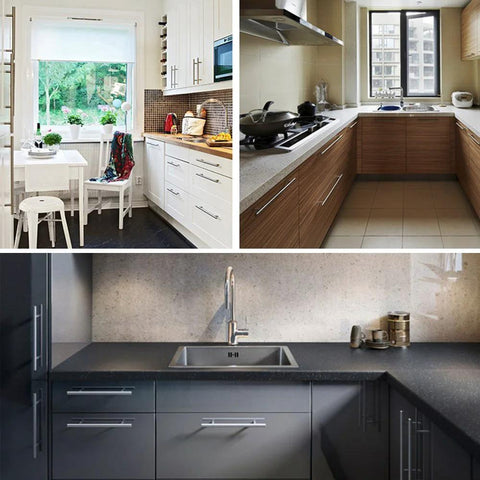 Modern kitchens with Stainless Steel Hollow Tube T Bar Cabinet Handles Pack Of 30 Brushed Nickel Finish 150mm Overall Length 96mm Hole Centers