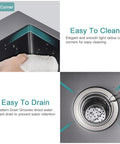 Close-up of 15 Inch Black Bar Sink Drop In Topmount Or Overmount Single Bowl Prep Kitchen Sink Handmade 20 Gauge T304 Stainless Steel