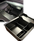 Game Changing Center Console Organizer For Tesla Model Y Juniper Deep Storage Tray with sunglasses holder and deep compartment.