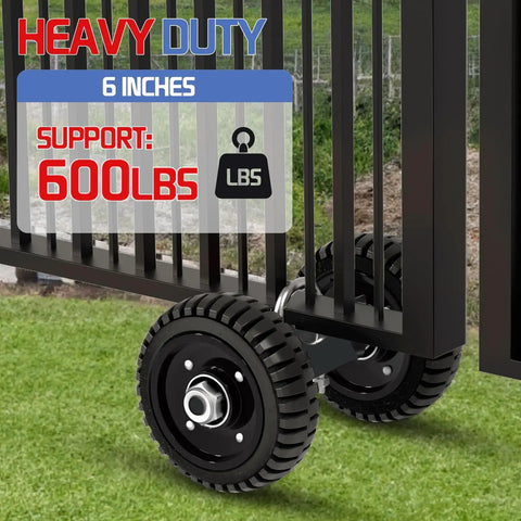 Heavy Duty 6 Inch Gate Wheel For Sliding Gates And Fences Fits Chain Link Metal Fence Or Wooden Gate Durable Rubber Tire With Steel Plate Rust Resistant And Lasting Gate Caster